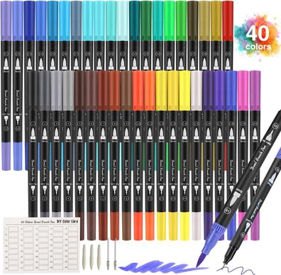 Peakness Dual Brush Pen, Filzstifte Set 40 Farben Aquarellstifte Filz Stifte