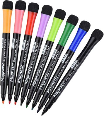 8x Whiteboard Marker, Magnetisch Whiteboard Schwamm + Stifte verschiedene Farben