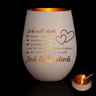 Valentinstag Teelichthalter Geschenk fér Sie Freundin Windlichter mit Spruch