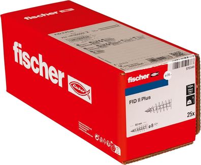 Fischer Dämmstoffdébel FID II Plus, Débel aus Kunststoff ohne Vorbohren - 25 Stk