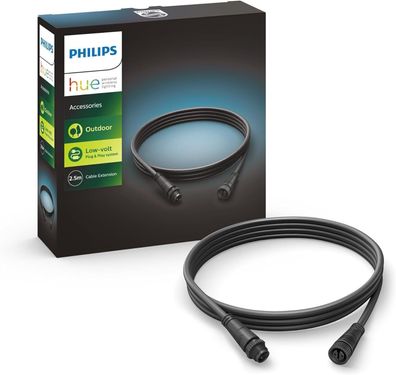 Philips Hue Outdoor NV Verlängerungskabel 2,5 Meter, schwarz, Niedervoltsystem