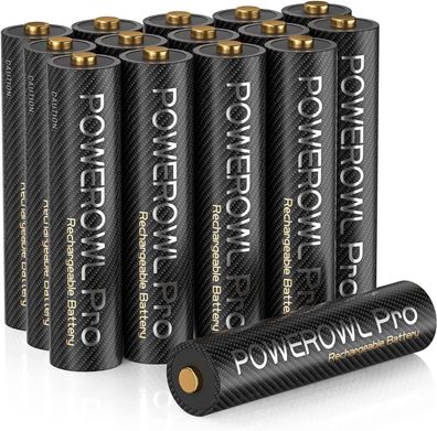 Powerowl Goldtop AAA Akku PRO 16 Stéck, hohe Kapazität NiMH Wiederaufladbar AAA