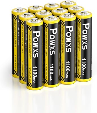 POWXS AAA Akkus Wiederaufladbar Batterien 1100mAh 12 Stéck, Micro AAA Akku 1,2V