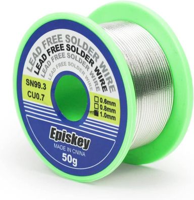 Episkey Lötzinn 1mm, Bleifreies Lot zum Elektrolöten / Sn99,3 Cu0,7 - (1mm 50g)