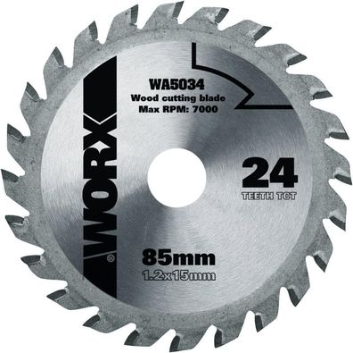 WORX WA5034 TCT Sägeblatt 85 mm â€? 24 Zähne â€? 85mm (Durchmesser) x 1,2mm x 15mm