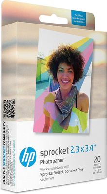 HP ZINK Fotopapier 20 Blatt 5.8x8.7cm selbstklebende Réckseite: HP Sprocket Plus