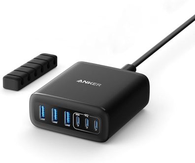 Anker USB-C Ladegerät, 6 Port Ladestation 112W Ausgang Leistung, Ohne Ladekabel