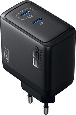 INIU 65W USB C Ladegerät, 2Ports USB C Netzteil Steack Adapter GaN II Tech