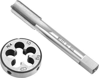 QWORKÂ® Gewindebohrer M14 x 1.0mm, Gewindebohrer und Schneideisen Set, Werkzeug