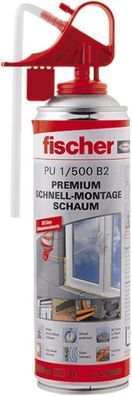 Fischer Schnell-Montageschaum PU 500, Bauschaum fér Verféllung, Dämmung, 500 ml