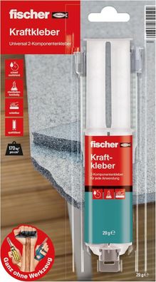 Fischer Kraftkleber, 2-Komponenten-Klebstoff, Transparent, Universalkleber, 25ml