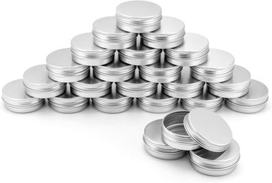 QWORKÂ® 24 Stéck Aluminium Cremedose mit Deckel, Rund Leer Döschen fér Creme