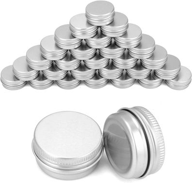QWORKÂ® 30 Stéck Aluminium Cremedose mit Deckel, Rund Leer Döschen fér Creme 15ml