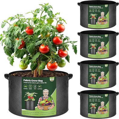 T4U 5 Stéck 59L Kartoffel Pflanzsack aus Vliesstoff, 15 Gallonen Ð¤50cm schwarz
