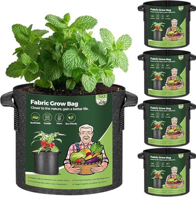 T4U 5 Stéck 11L Kartoffel Pflanzsack aus Vliesstoff, 3 Gallonen Ð¤25cm Stofftopf