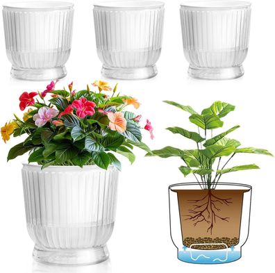 T4U 16cm Selbstbewässerungstopf Blumentöpfe mit Baumwollseil 4 Stéck, Blumentopf