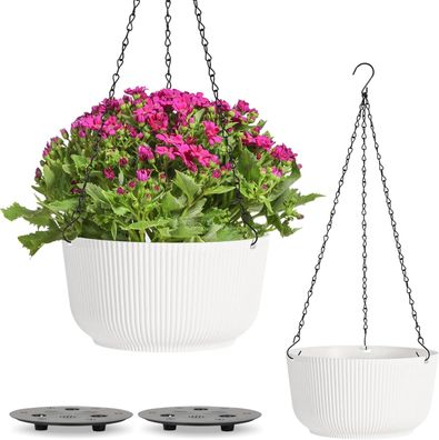 T4U Î¦25cm Blumenampel Plastik 2er Set, Hängeampel mit Ketten, Blumenampel