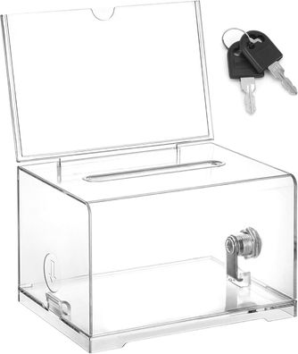 QWORKÂ® Abschließbar Spendenbox Geldkassette Wahlurne aus Acryl, (16x12x10 cm)