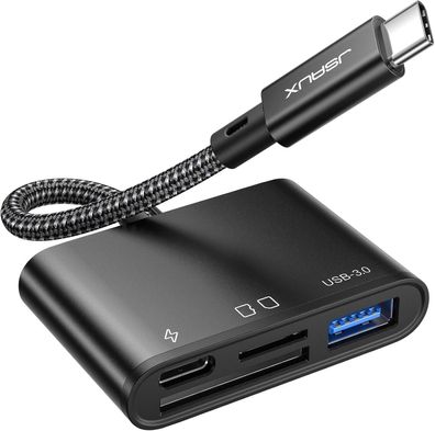 JSAUX USB C SD Kartenleser mit USB 3.0 Port & Ladeanschluss | 4-in-1 Micro SD