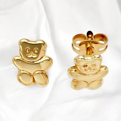 Kinder Ohrstecker Teddy-Bär 333 Gold Gelbgold Ohrringe Kinderohrringe