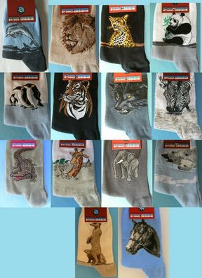 Socken Tiermotive Größe 41 - 43 Socke Tier Tiere Zootier Strümpfe Damen Herren Kinder