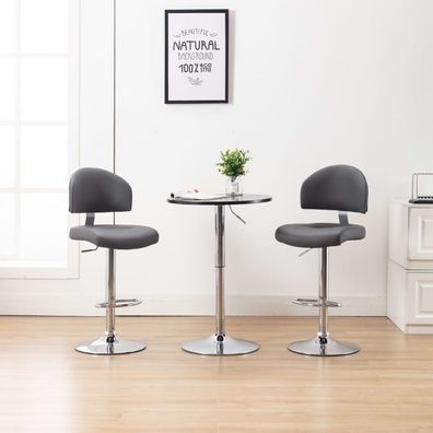 vidaXL Barhocker 2 Stk. Grau Kunstleder