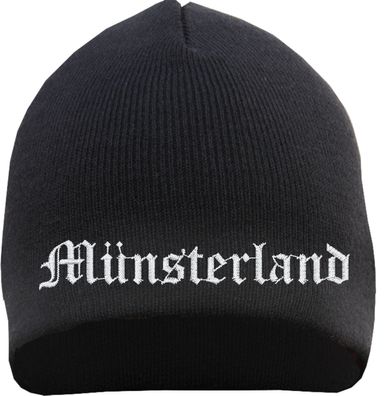 Münsterland Beanie Mütze - Altdeutsch - Bestickt - Strickmütze Wintermüt