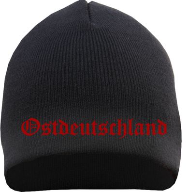 Ostdeutschland Beanie - Stickfarbe Rot - Bestickt Mütze Strickmütze