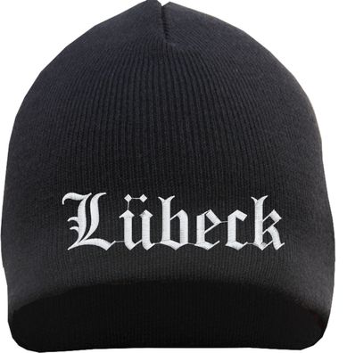 Lübeck Beanie Mütze - Altdeutsch - Bestickt - Strickmütze Wintermütze