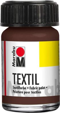 Marabu Textilmalfarbe Textil 15ml Textilfarbe T-Shirt Jeans 045 Dunkelbraun