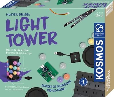 KOSMOS Lichtturm Experimentierkasten Light Tower – RGB-LEDs für kreative Technik-Fans