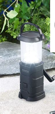 Akku LED Lampe Laterne per USB Kurbel Dynamo Sonnenlicht Solar Strom aufladbar