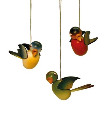 Strauchbehang Singvögel hängend 3er Satz HxBxT 4x2x6cm NEU Christbaumschmuck