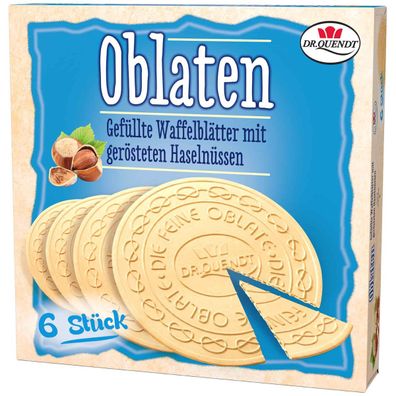 Dr Quendt Oblaten Haselnuss Waffelblätter mit Füllung 6 Stück 150g