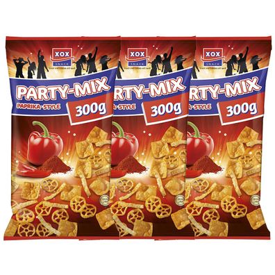 XOX Partymix Paprika Style Kartoffel Weizen Snack 300g 3er Pack