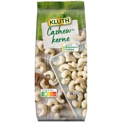 Kluth Cashewkerne Premium Snack mild reich an Proteinen 500g