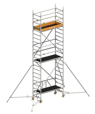 Layher Rollgeruest Zifa P2 mit Uni Telegelaender und ausziehbare Gerueststuetzen 6,6
