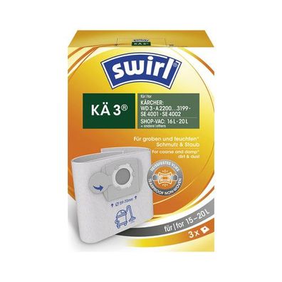 Swirl KÄ3 Staubbeutel, 3er Pack passend für Kärcher WD3