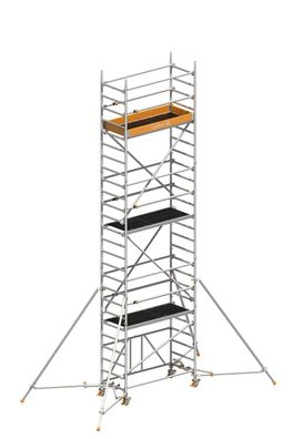 Layher Rollgeruest Zifa P2 mit Uni Telegelaender und ausziehbare Gerueststuetzen 7,6