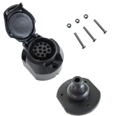 13 polig Anhänger KFZ Steckdose Kunststoff m. Abschaltkontakt Dichtung Schrauben