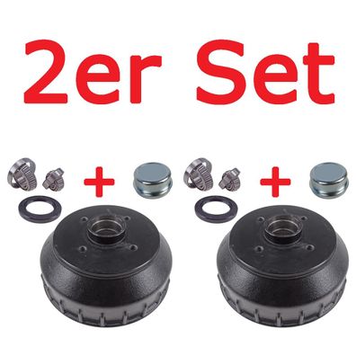2er Set Bremstrommel passend f. Alko 200 x 35/50 4-Loch inkl. Kegelrollenlager
