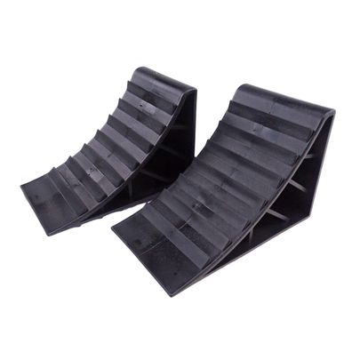 2er Set Unterlegkeil / Radstopper schwarz aus Kunststoff mit Griff