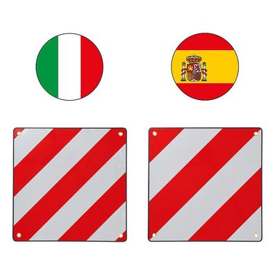 Alu Warntafel 2 in 1 für Italien und Spanien 50x50cm