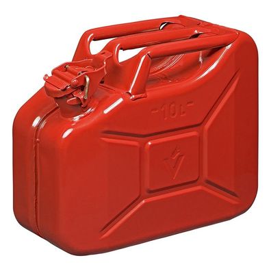 Benzinkanister 10L Metall rot UN/TÜV geprüft Stahlblech Kanister Armeekanister