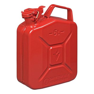 Benzinkanister 5L Metall rot UN/TÜV geprüft Stahlblech Kanister Armeekanister
