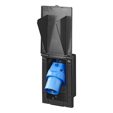 CEE Einspeisestecker / Außensteckdose 16A schwarz Wohnwagen / Reisemobil 160x100mm