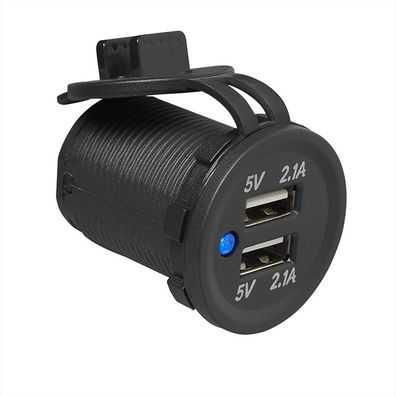 USB Doppel Einbausteckdose 2 x 2100mA 12V/24V