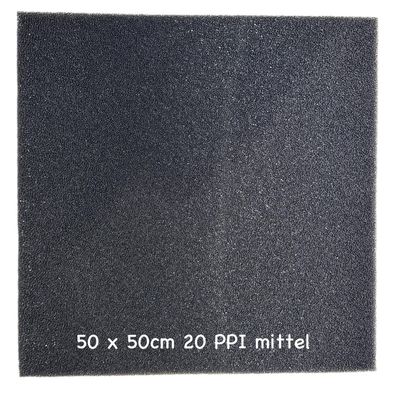 KH Mittel Aquarium Filterschaum schwarz 20 PPI 50x50x5cm Filtermatte