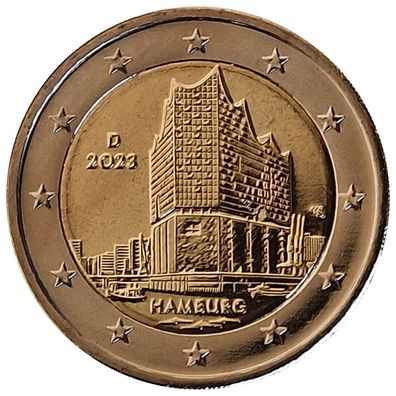 2 Euro Münze Deutschland 2023 Hamburg - Sondermünze UNC