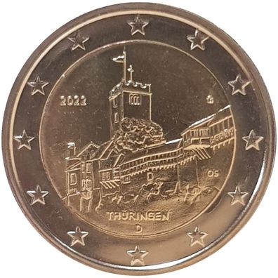 2 Euro Münze Deutschland 2022 Thüringen Wartburg - Sondermünze UNC